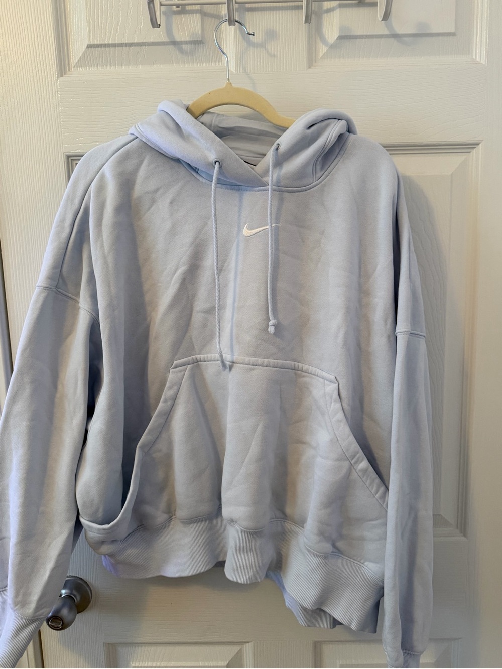 Nike Women's Pale Blue Oversized Hoodie with Swoosh